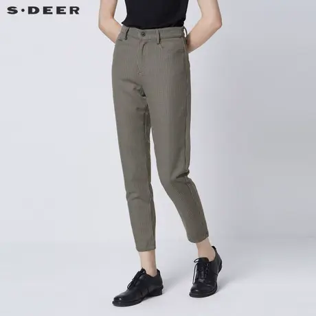 【直播间秒杀专属】sdeer圣迪奥女装插袋萝卜裤九分裤S21360818图片