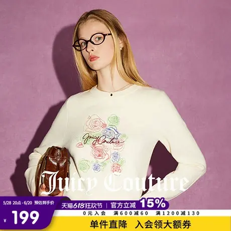 Juicy Couture橘滋春夏新款上衣针织衫毛衫时尚百搭白色圆领毛衣商品大图