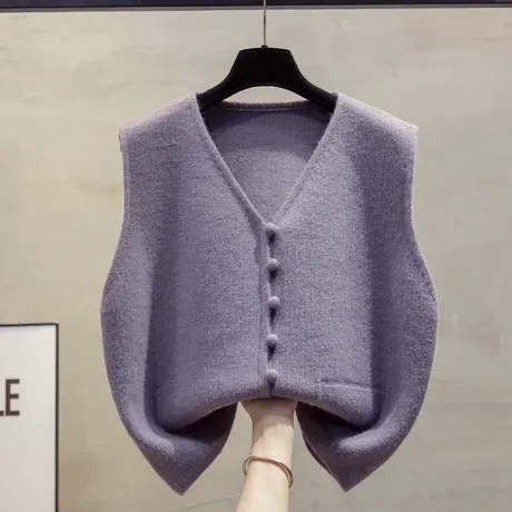 开衫v领针织马甲背心女2025春秋新款宽松外穿马夹叠穿毛衣坎肩潮图片