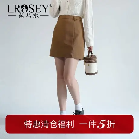 蓝若水大码女装高腰百搭A字半身裙胖mm秋装复古显瘦遮肉短裙图片