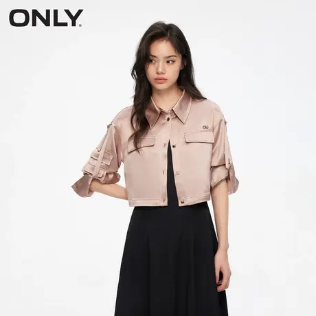 ONLY奥莱夏季通勤风休闲百搭纯色宽松短款衬衫女图片
