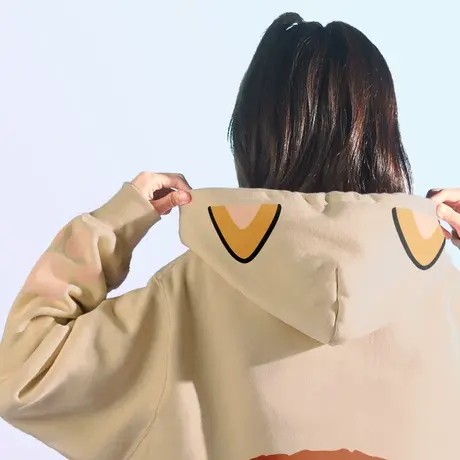 超可爱 表情包 化身为橘猫悦游猫咪猫耳卫衣女加绒连帽春季商品大图