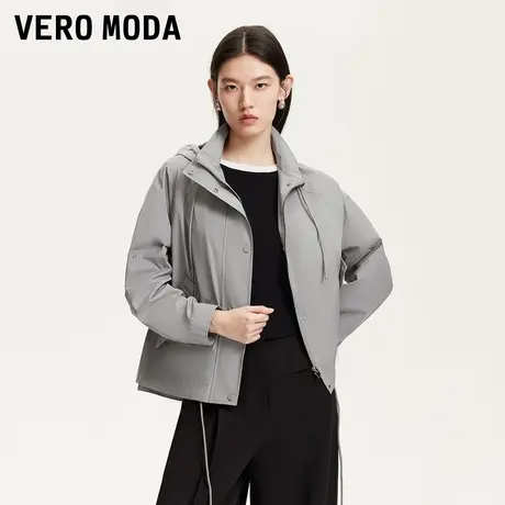 Vero Moda夹克女2025秋季新款抽绳连帽可调节宽松外套325317018图片