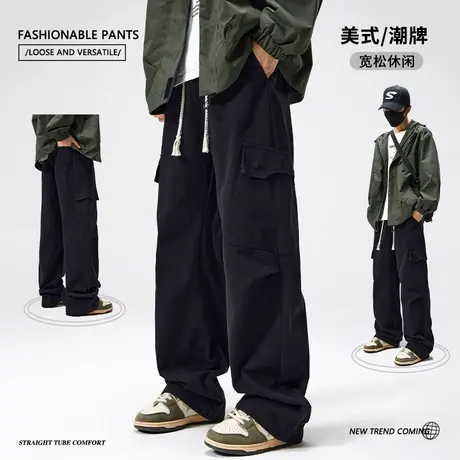 Nuthink美式工装裤大口袋加绒加厚裤子休闲直筒长裤男潮春秋男裤商品大图
