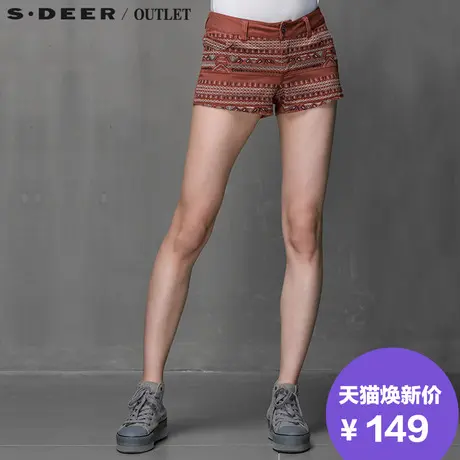 s.deer【上新】圣迪奥专柜女装民族图腾风情短裤S14280910图片
