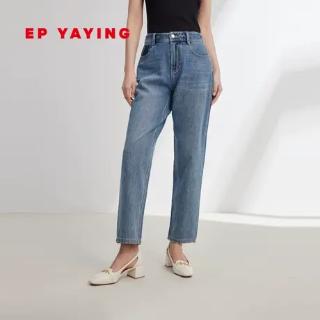 EP YAYING雅莹女装 复古四面弹烫钻锥形牛仔裤 夏季商场同款J613A商品大图