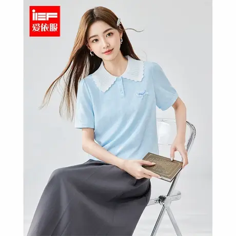 IEF/爱依服高个子2025春夏新款甜美减龄学院风通勤百搭显瘦上衣图片