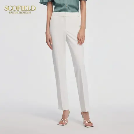 Scofield女装时尚直筒西装裤象牙白通勤高腰长裤夏季裤子图片
