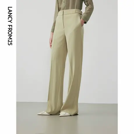朗姿复古直筒高腰显瘦气质长裤2024春新款醋酸西装裤高级感休闲裤商品大图