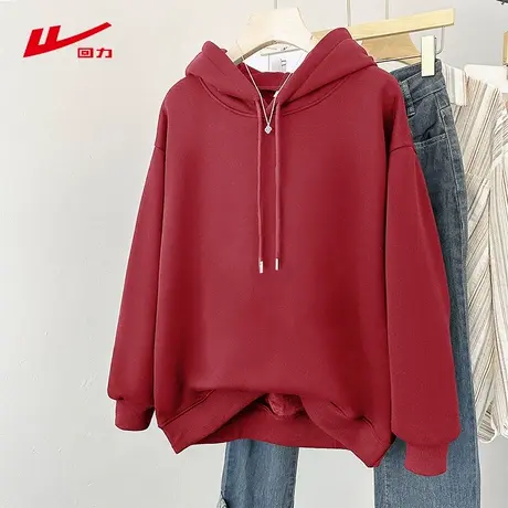 ZH回力卫衣女2025新款爆款秋冬季重磅保暖小个子连帽立领外套女图片