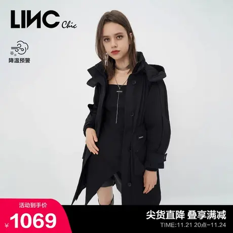 LINCCHIC金羽杰羽绒服女轻奢风衣感通勤长款羽绒服女冬Y22806399图片