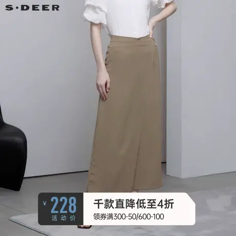 sdeer圣迪奥休闲裤秋装松紧拼接设计感阔腿长裤S223Z0813图片