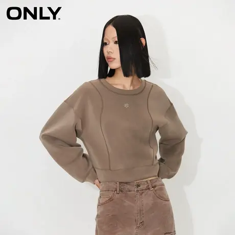ONLY奥莱潮流休闲宽松落肩袖套头圆领卫衣女图片