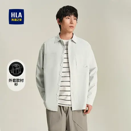 HLA/海澜之家外套款长袖休闲衬衫2025春秋新款宽松时尚长衬男商品大图