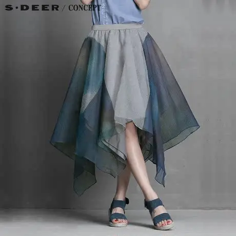 S·DEER＼CONCEPT【新品】圣迪奥女渐变印花不规则摆长裙5281107商品大图