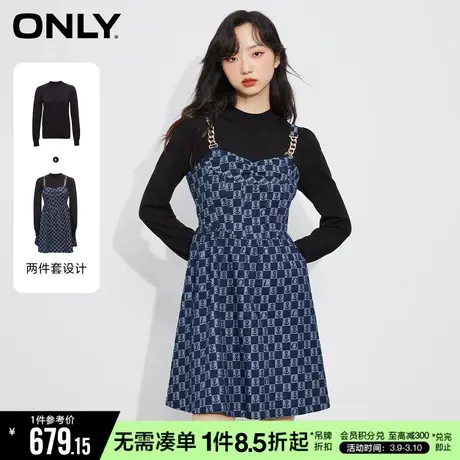 ONLY冬季千金风针织吊带牛仔裙套装连衣裙女|122442005图片