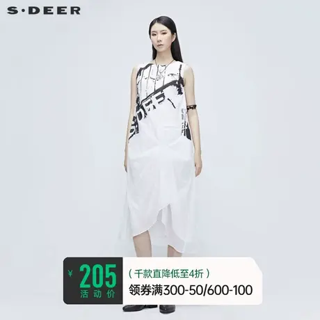 sdeer圣迪奥夏无袖不规则裙摆设计感小众连衣裙女S20281205图片