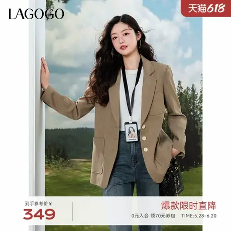 LAGOGO雅丹风气质西装女拉谷谷2025年春季新款百搭休闲西服外套商品大图