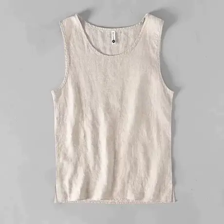 夏季大码棉麻无袖背心男中国风宽松透气无袖坎肩薄款亚麻汗衫马甲图片