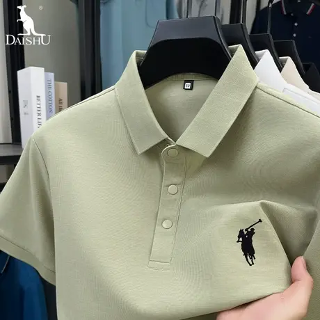 Dai Shu/袋鼠夏季新款莱赛尔棉短袖Polo衫男士翻领时尚男装T恤衫图片