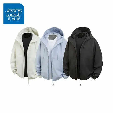 N5真维斯外套男2025秋季新款潮流宽松衣服春秋休闲轻户外连帽夹克商品大图