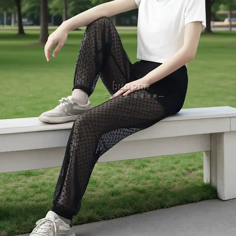 防蚊裤女成人外穿夏季蕾丝网纱防晒裤子宽松束脚透视裤商品大图