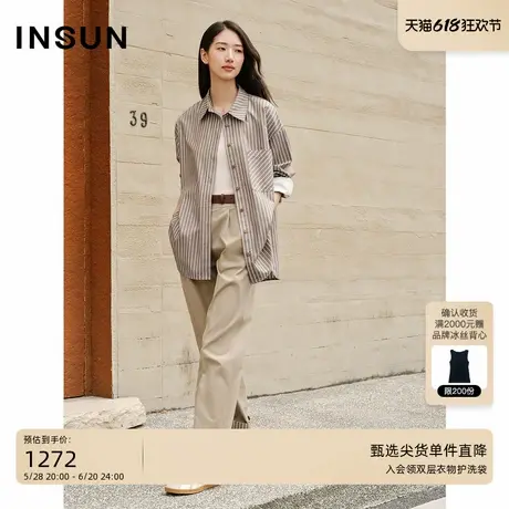 INSUN恩裳2025夏季休闲随性天丝棉条纹衬衫商品大图