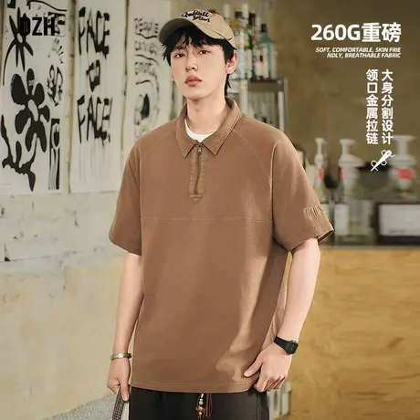 男士重磅翻领polo衫男短袖纯棉2025新款夏季男装美式刺绣上衣半袖图片