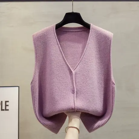 开衫v领针织马甲背心女2025春秋新款宽松外穿马夹叠穿毛衣坎肩潮图片