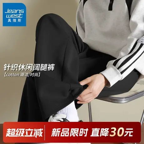 GV真维斯卫裤男士春秋2025新款阔腿休闲裤子男宽松直筒运动长裤C商品大图