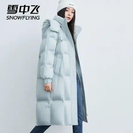 雪中飞连帽羽绒服女秋冬新款时尚休闲潮流廓形过膝长款加厚外套女图片