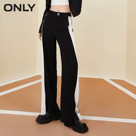 ONLY奥莱春季宽松百搭长款开叉撞色直筒休闲裤女商品大图