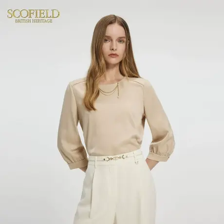 Scofield女装优雅圆领设计感衬衫链条装饰七分袖衬衣2025夏季新款商品大图