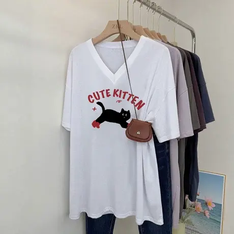 今年流行的短袖t恤女夏大码胖mm独特漂亮减龄法式别致上衣ins潮牌图片