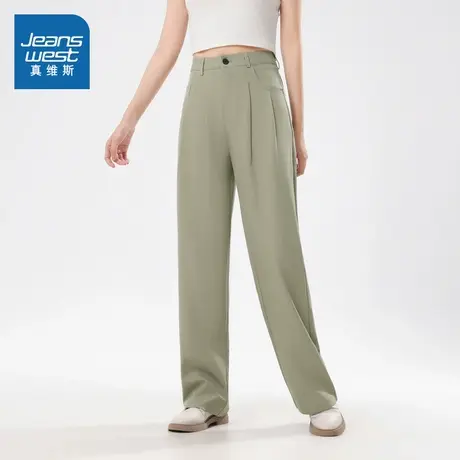 LT真维斯女装薄款裤子2025春季新款 女士百搭高腰垂直感加长西裤商品大图