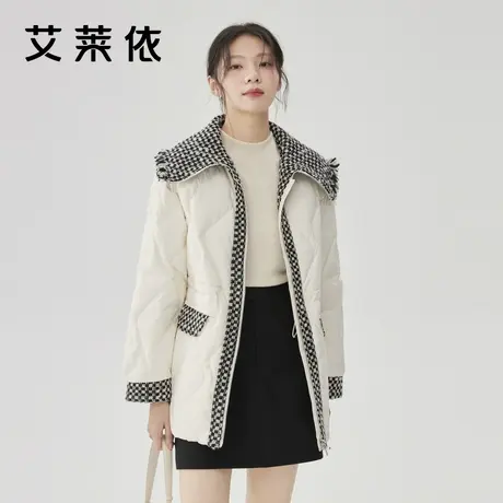 艾莱依小香风羽绒服女2022新款冬季时尚轻奢高级感小众中长款外套图片