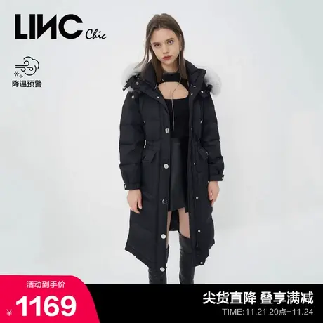 LINCCHIC金羽杰羽绒服女轻奢皮草风衣感长款羽绒服女冬Y22808350商品大图