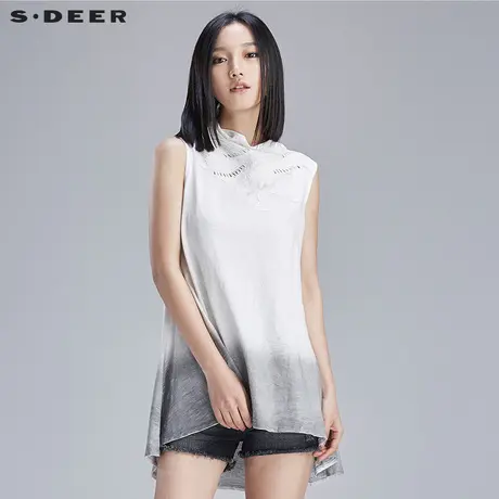 s.deer【新品】圣迪奥女素雅精致贴片绣花手工美感上衣S16280387图片
