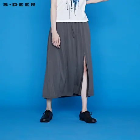 sdeer圣迪奥夏季休闲松紧系带插袋垂坠阔腿长裙S20261104图片