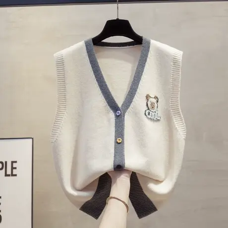 开衫v领针织马甲背心女2025春秋新款宽松外穿马夹叠穿毛衣坎肩潮图片