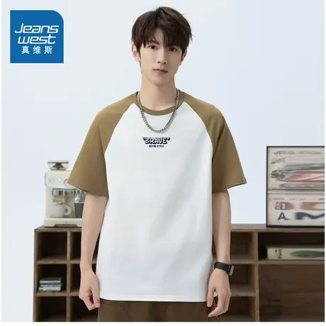 E8真维斯2025夏季新款潮流休闲男士短袖上衣男款时尚宽松短袖T恤商品大图