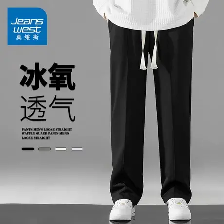 GQ真维斯男士夏季薄款休闲裤舒适时尚潮牌宽松直筒小脚男裤长裤子商品大图
