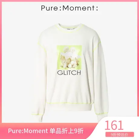 Pure:🚎Moment/🚏卫衣秋新品个性印花字母长袖圆领女士上衣4A8100041商品大图