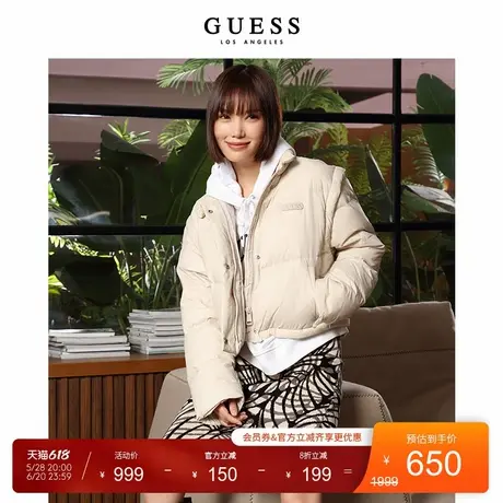 GUESS 女士可脱卸衣袖短款羽绒服-W2PL1J8105Z图片
