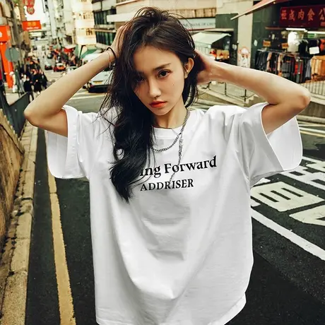 Nuthink潮牌字母短袖T恤重磅美式280克半袖体恤男女夏季新款2025图片