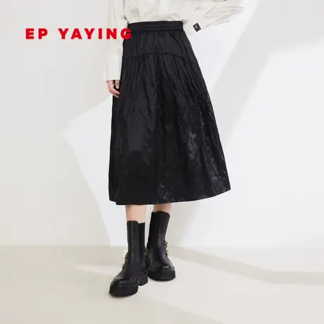 EP YAYING雅莹女装 通勤A摆宽松小黑裙半身裙 2023秋装新款3450A商品大图