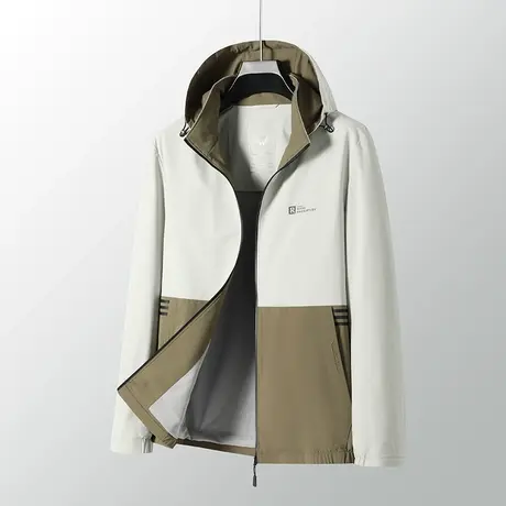 春秋款连帽夹克外套休闲百搭男户外运动冲锋衣三合一可拆卸上衣图片