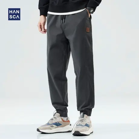 hansca工装休闲裤男士春季宽松束脚春秋款运动大码痞帅哈伦长裤子商品大图