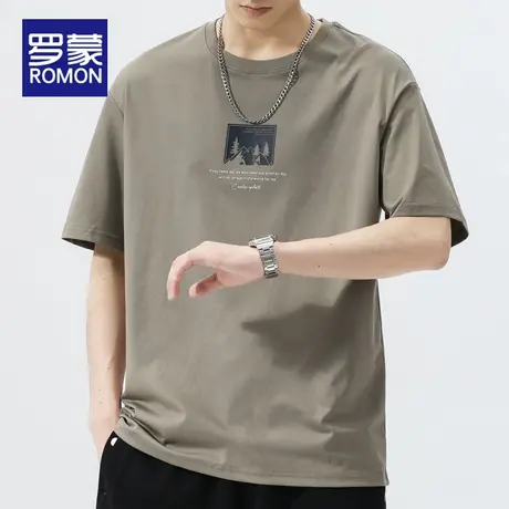 罗蒙短袖t恤男士夏季2025新款衣服潮流百搭体恤夏天宽松半袖上衣商品大图