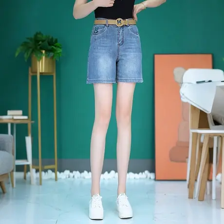 高腰牛仔五分短裤女2025夏季宽松显瘦五分裤舒适休闲直筒阔腿裤商品大图